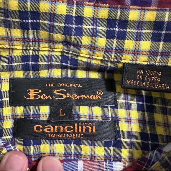 Ben Sherman Canclini Red Blue & White Plaid Button Down Shirt Size L - Picture 5 of 9